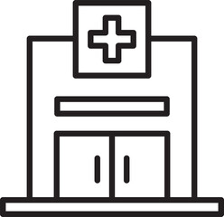 Hospital Icon Line Illustration
