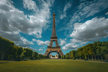 Professional photo of Eiffel Tower during summer Olympics in Paris 2024