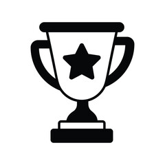 trophy glyph icon with white background vector stock illustration
