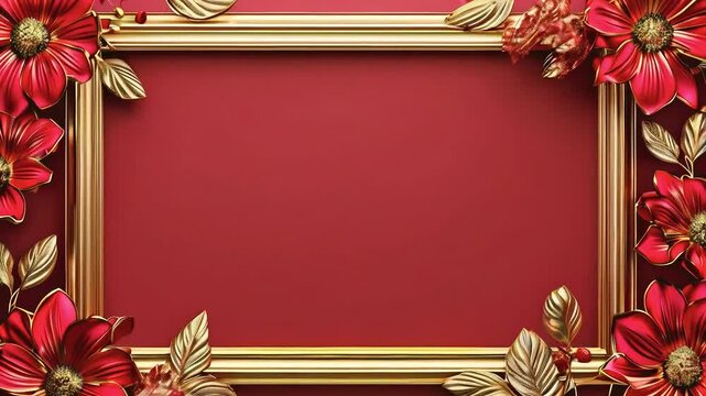 red and gold frame with leaves
