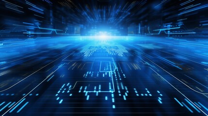 Abstract blue science technology background: high-tech digital design featuring futuristic data visualization and technological elements, ideal for innovation and research themes


