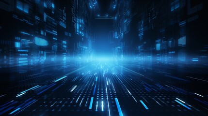 Abstract blue science technology background: high-tech digital design featuring futuristic data visualization and technological elements, ideal for innovation and research themes


