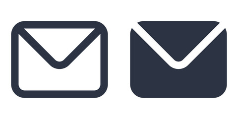 Envelope or email simple icons set designed in filled, outline, line and stroke style