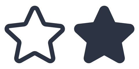 Star simple icons set designed in filled, outline, line and stroke style