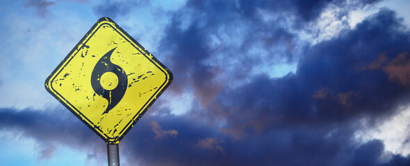 hurricane season sign on cloudy background	