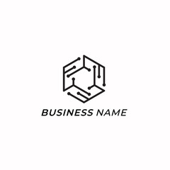 design logo creative polygon and circuit tech