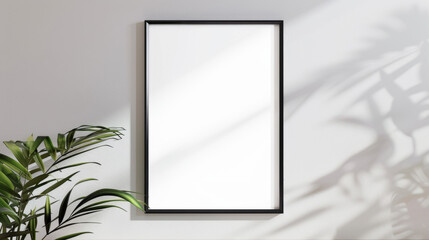 Minimalist Poster Frame Mockup on Light Wall