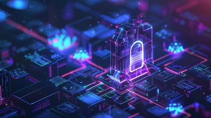 Personal data security Illustrates cyber data or information privacy idea. Color abstract internet technology.