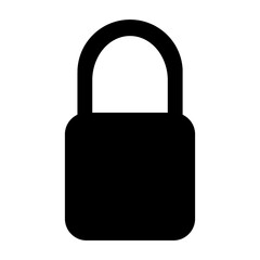 Black Lock Icon Isolated on White