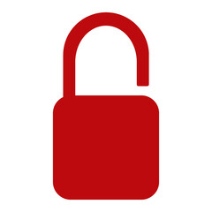 Red Unlock Icon Isolated on White