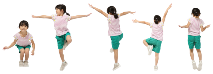 小学生女の子が遊ぶ　人物切り抜き5アングル