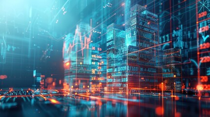 Obraz premium conceptual image of a budget as a digital fortress, with walls made of numbers and graphs that dynamically adjust to reflect the financial climate