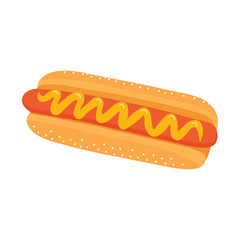 Hot dog on a white background, flat style. Vector illustration.