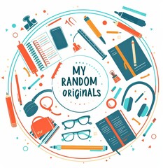 Circular vector arrangement of school supplies centering the phrase "Back To School," executed in a minimalist style on a white background.