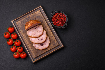 Smoked meatloaf or sausage with salt, spices and herbs