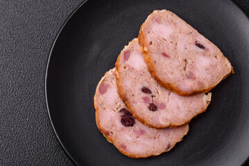 Smoked meatloaf or sausage with salt, spices and herbs