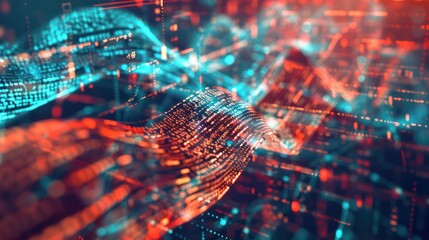 conceptual image of a budget as a dynamic digital tapestry, with threads representing various income streams and expenses interwoven to form a cohesive financial plan
