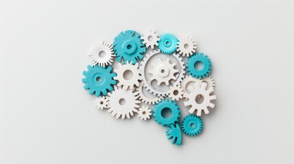 Enhanced Brainpower: Abstract Brain with Gears Symbolizing Analytical Thinking and Precision