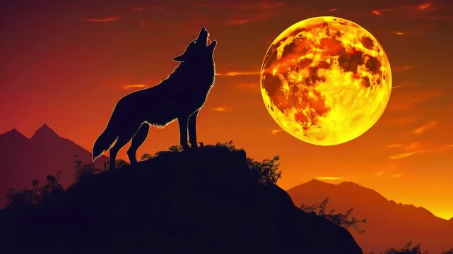 wolf howling at the moon
