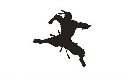 Fototapeta premium Silhouette of a Ninja in Mid-Air