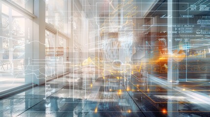 conceptual image of budget planning as a digital tapestry, intricately woven with threads of income and expenditure, displayed in a modern financial gallery