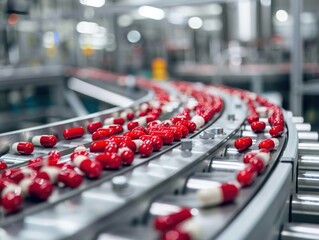 Obraz premium Digital health monitors track production conditions in a supplement factory