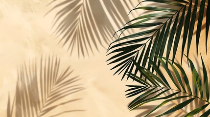 Obraz premium Tropical Palm Leaves on Yellow Background