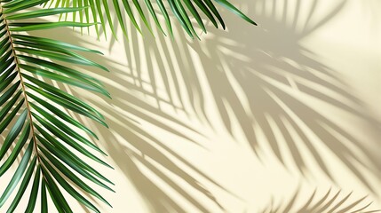 Obraz premium Tropical Palm Leaves on Yellow Background
