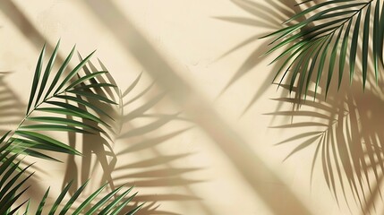 Tropical Palm Leaves on Yellow Background