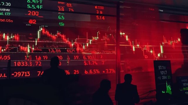 Stock market crash/bear market graph, red background