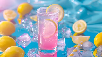 A lovely pink lemonade on a lemon blues cut of backdrop