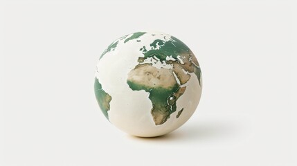 A stunning globe showcasing Earths diverse landmasses on a crisp white background, ideal for educational use or decoration.