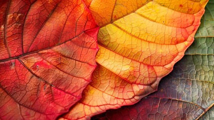Macro background of colorful autumn dry leaf