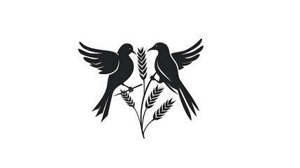 Obraz premium Two Birds Perched on a Branch