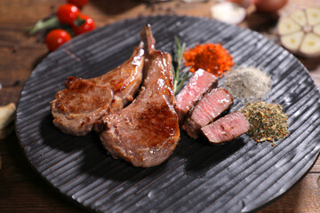 French Lamb Shoulder Rack Steak on a plate