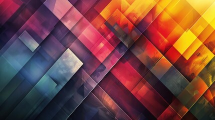 Fototapeta premium Vibrant abstract art featuring overlapping geometric shapes and gradient colors, creating a dynamic and visually engaging composition.