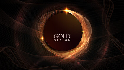 A magnificent composition with a round frame, wavy ribbons and a small mesh pattern.