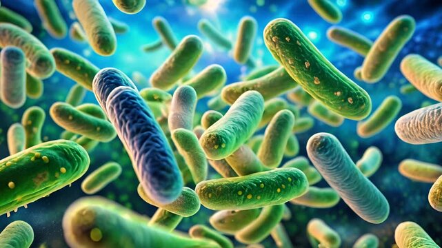 Microscopic Bacteria Illustration.