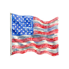 american flag vector illustration in watercolor style