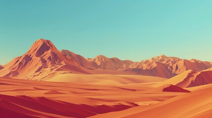 Naklejka premium Beautiful desert landscape with mountains and sand on the red planet Mars.