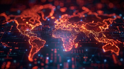 Futuristic digital world map - generative ai