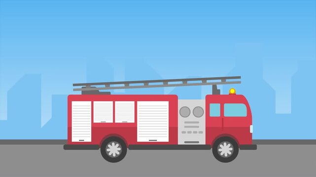 Animated video Firefighters with firefighting equipment concept. Full length animation illustration. High quality 4k footage.