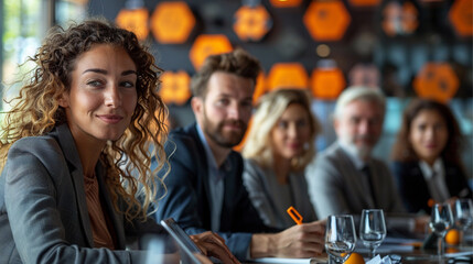 Business people colleagues brainstorming ideas in a modern office collaborative boardroom meeting, fostering creativity and teamwork. Professional Environment 