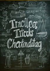 A detailed chalk drawing of an inspirational quote about teaching displayed on a classroom chalkboard encouraging educators