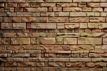 Brick wall beige stone panorama background Generative AI