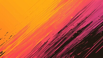 Abstract Diagonal Lines in Orange, Pink and Black
