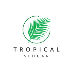 Tropical logo. Resort and Spa emblem, Tropical cosmetics, Beauty, Palm leaves Logo