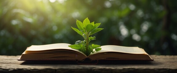Book showcasing plant growth, a metaphor for personal development nurtured by education.