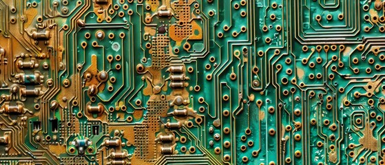 Panoramic close-up, high detail scan of microcontroller texture, Generative AI 