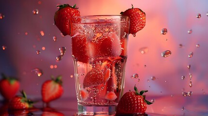 Captivating drinking container with strawberry juice